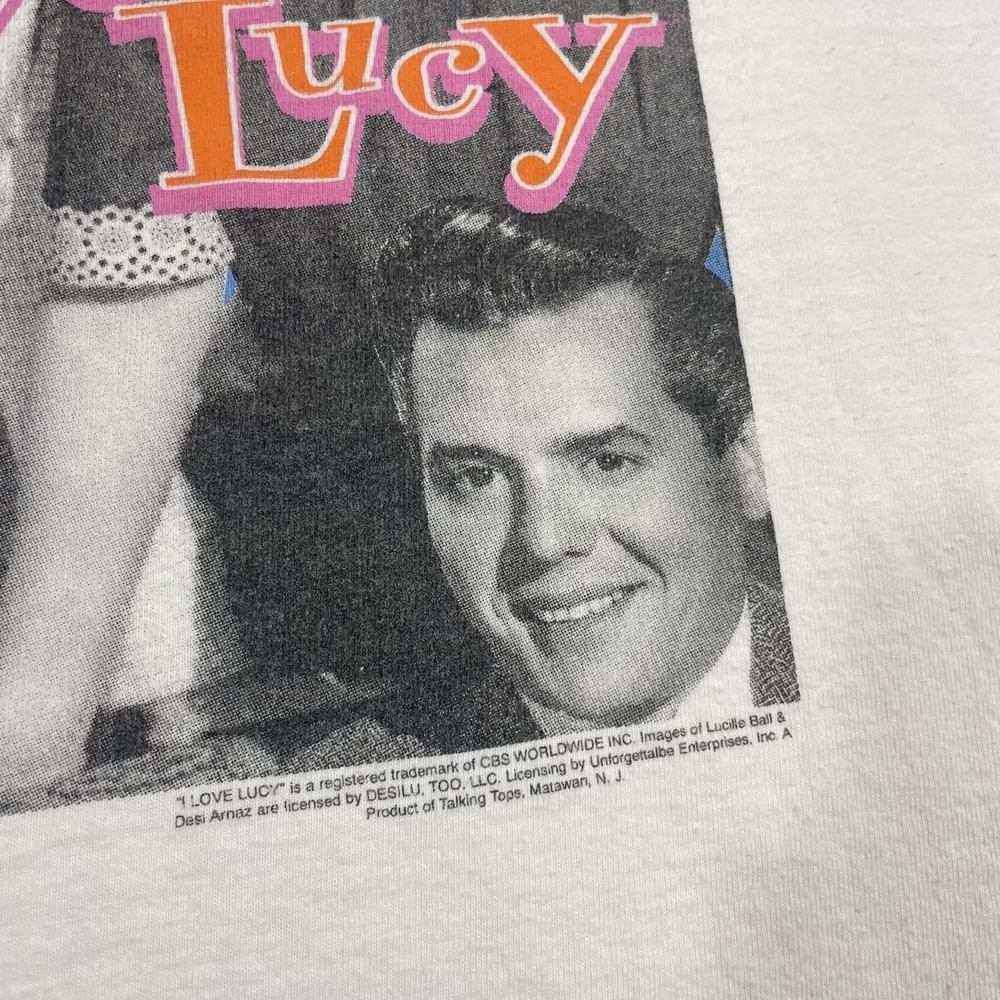 Vintage 90s I Love Lucy Shirt Large White Nostalgia TV Show CBS Worldwide Promo - Picture 3 of 7